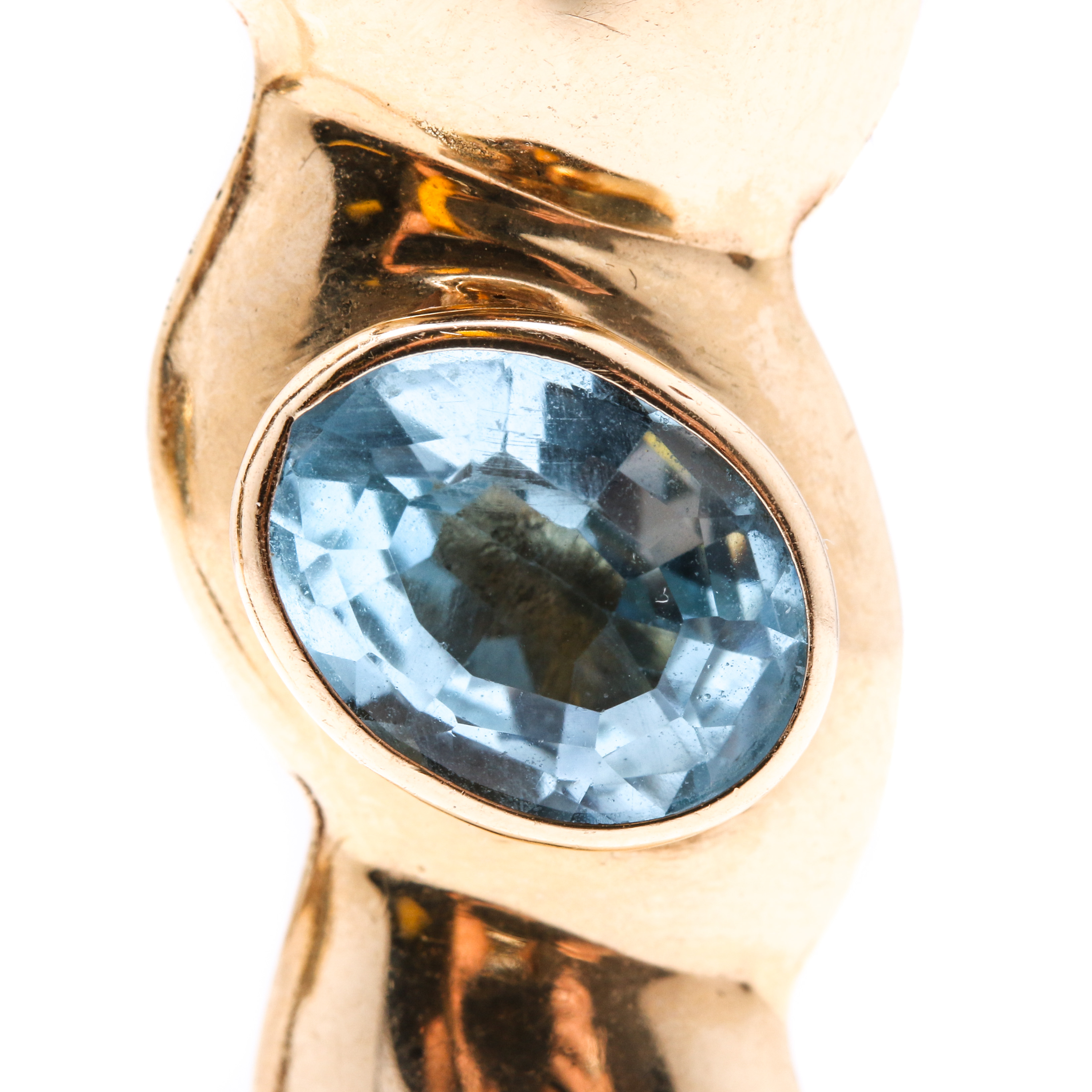 14K Yellow Gold Amethyst and Blue Topaz Earrings