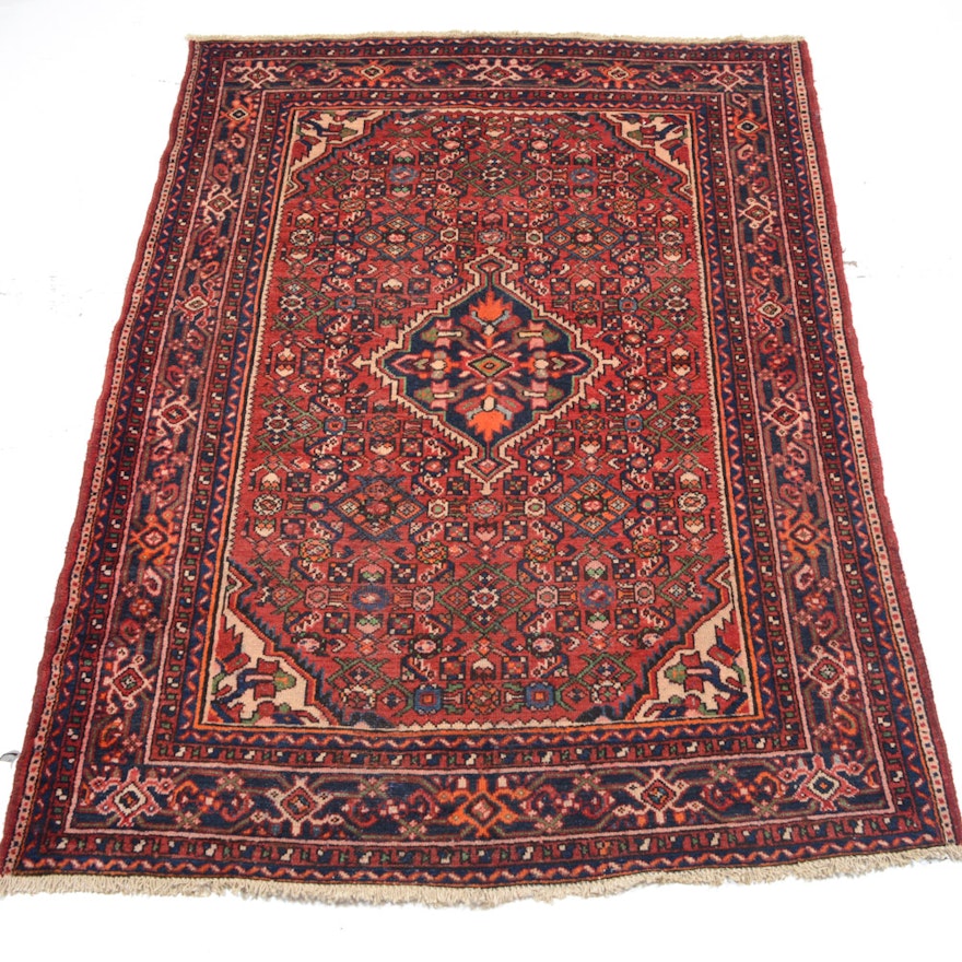 Vintage Hand Knotted Persian Malayer Sarouk Area Rug