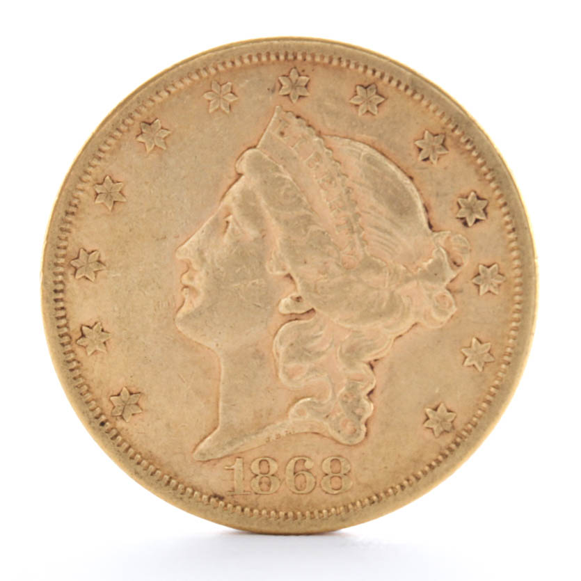 1868 Coronet Head Gold Twenty Dollar Double Eagle