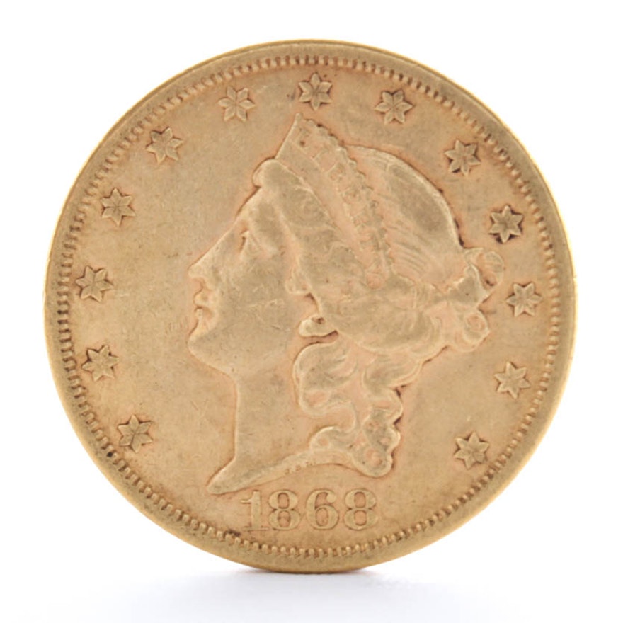 1868 Coronet Head Gold Twenty Dollar Double Eagle
