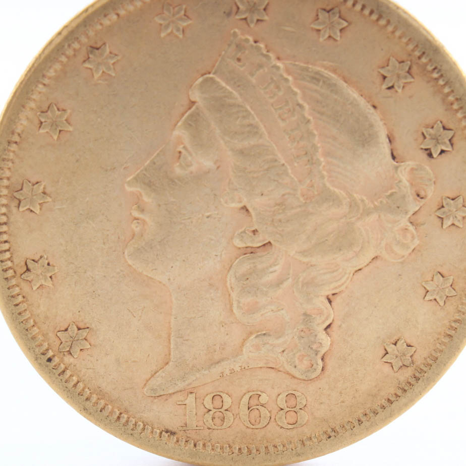 1868 Coronet Head Gold Twenty Dollar Double Eagle