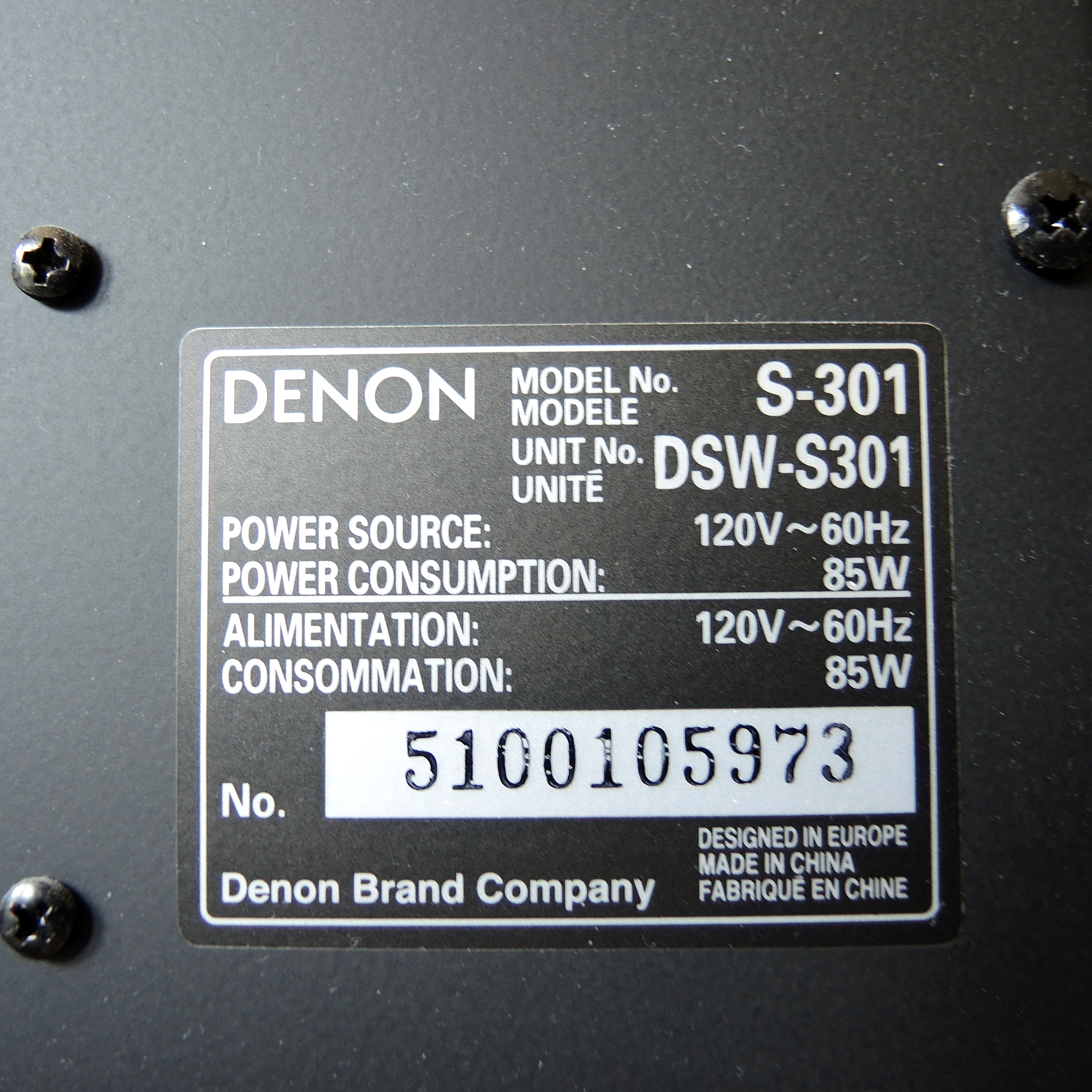 Denon S-301 DVD Home Theater System with Speakers