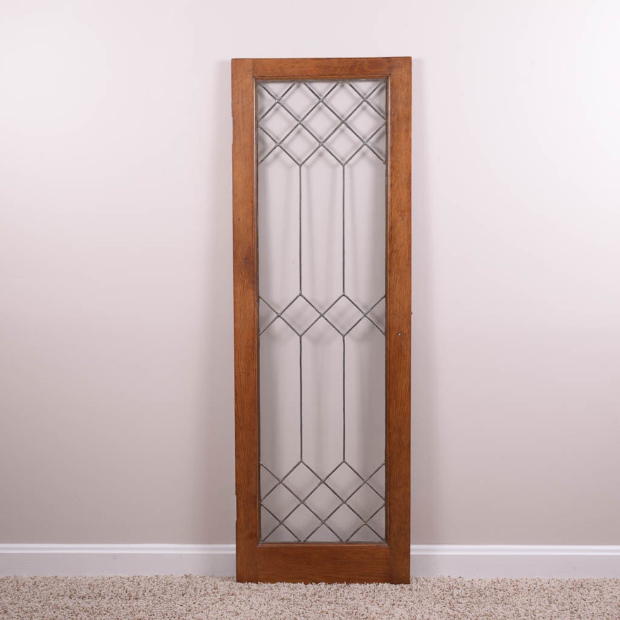 Antique Leaded Glass Cabinet Door