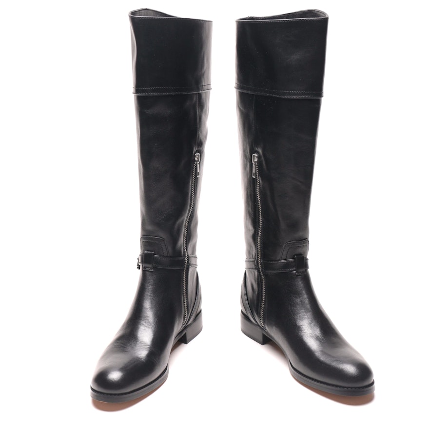 Coach Black Leather Micha Riding Boots