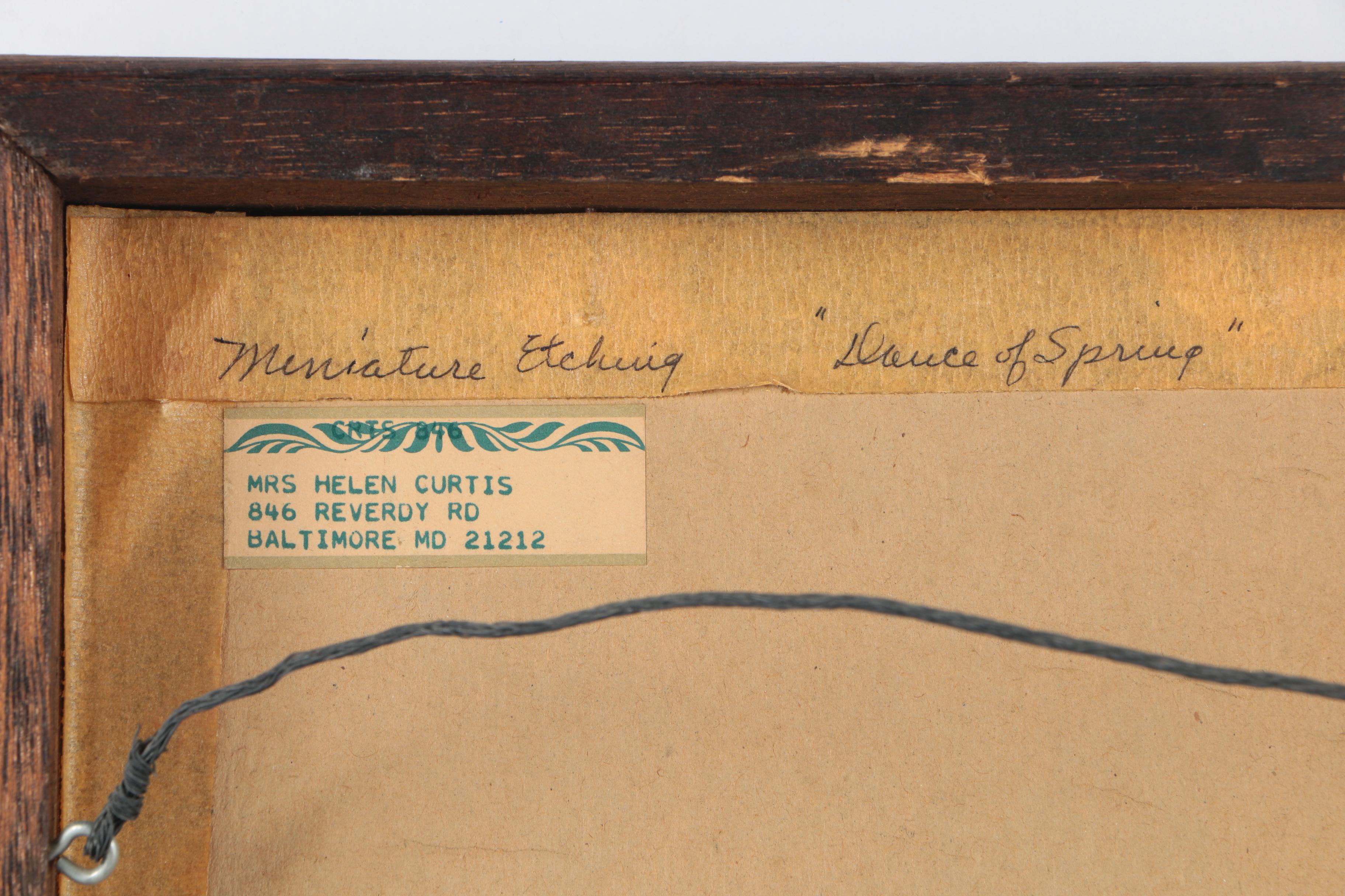 Helen Curtis Limited Edition Miniature Etching "Dance of Spring"