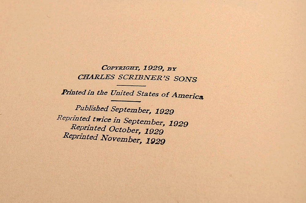 First Trade Edition, Fifth Printing of "A Farewell to Arms" by Ernest Hemingway