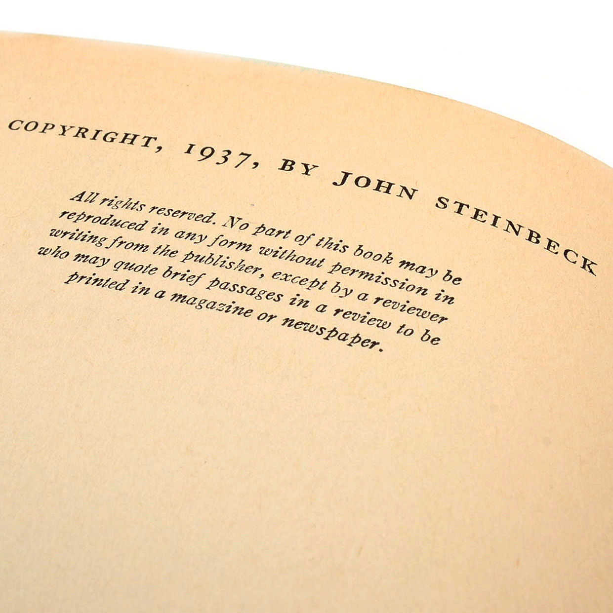 First Edition "Of Mice and Men" by John Steinbeck