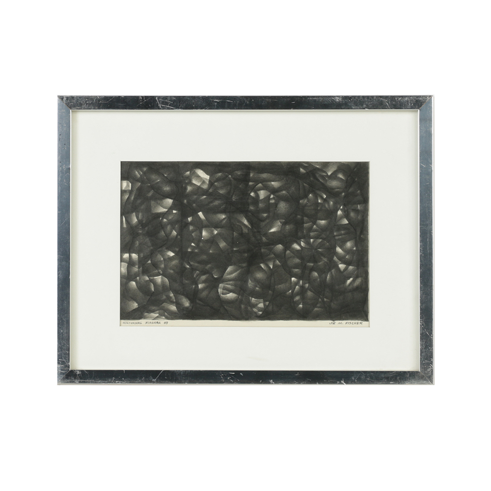 Joe M. Fischer Graphite Drawing on Paper "Nocturnal Niagara"