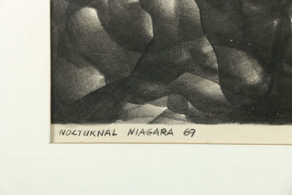 Joe M. Fischer Graphite Drawing on Paper "Nocturnal Niagara"