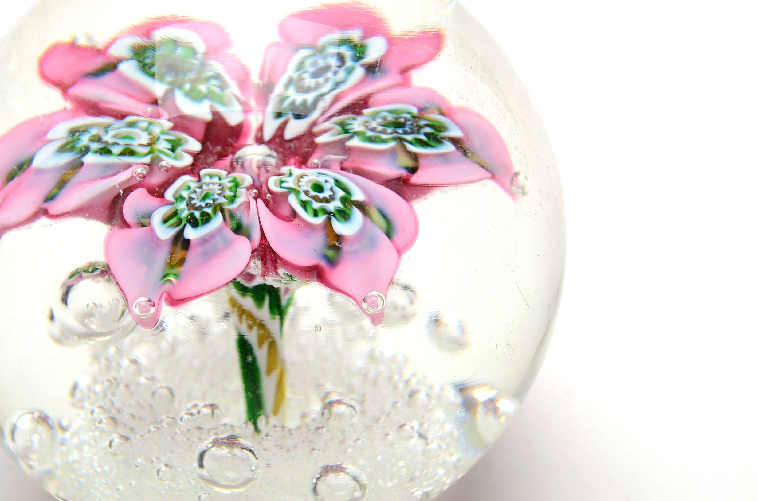 Assorted Blown Glass Floral Paperweights