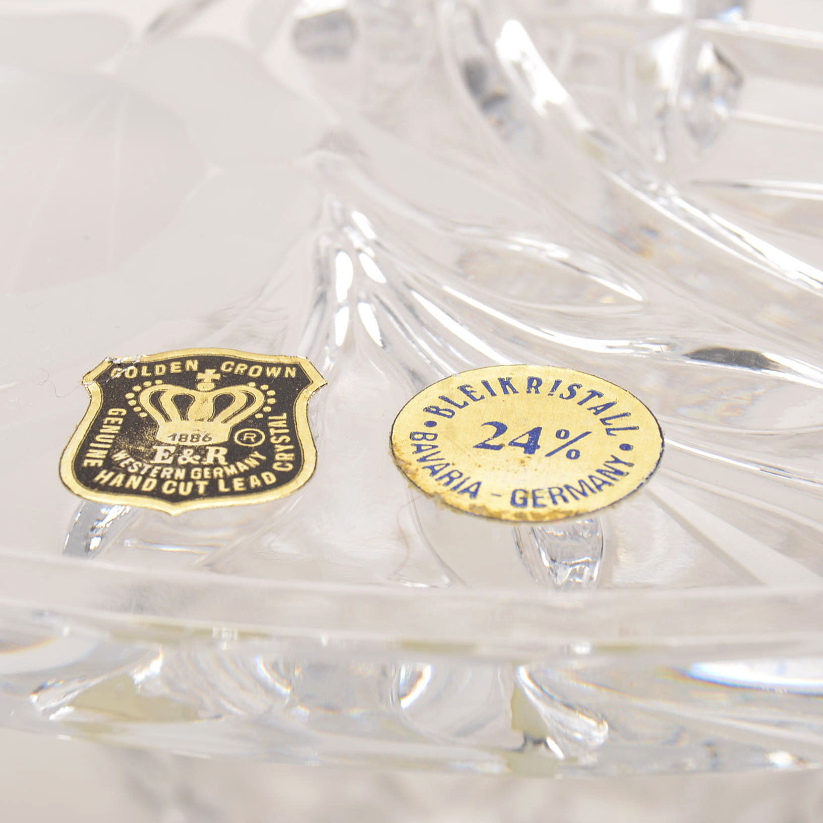 Hand Cut Lead Crystal Floral Cake Plate from W. Germany