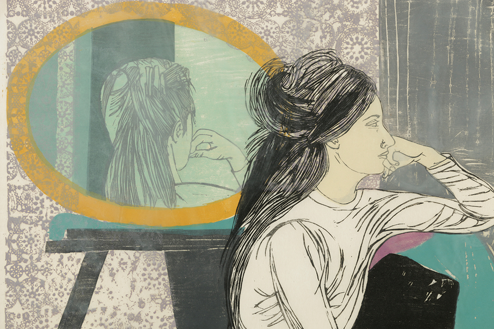 June Hildebrand Signed Limited Woodcut on Paper "Reverie"