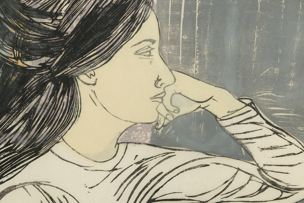 June Hildebrand Signed Limited Woodcut on Paper "Reverie"