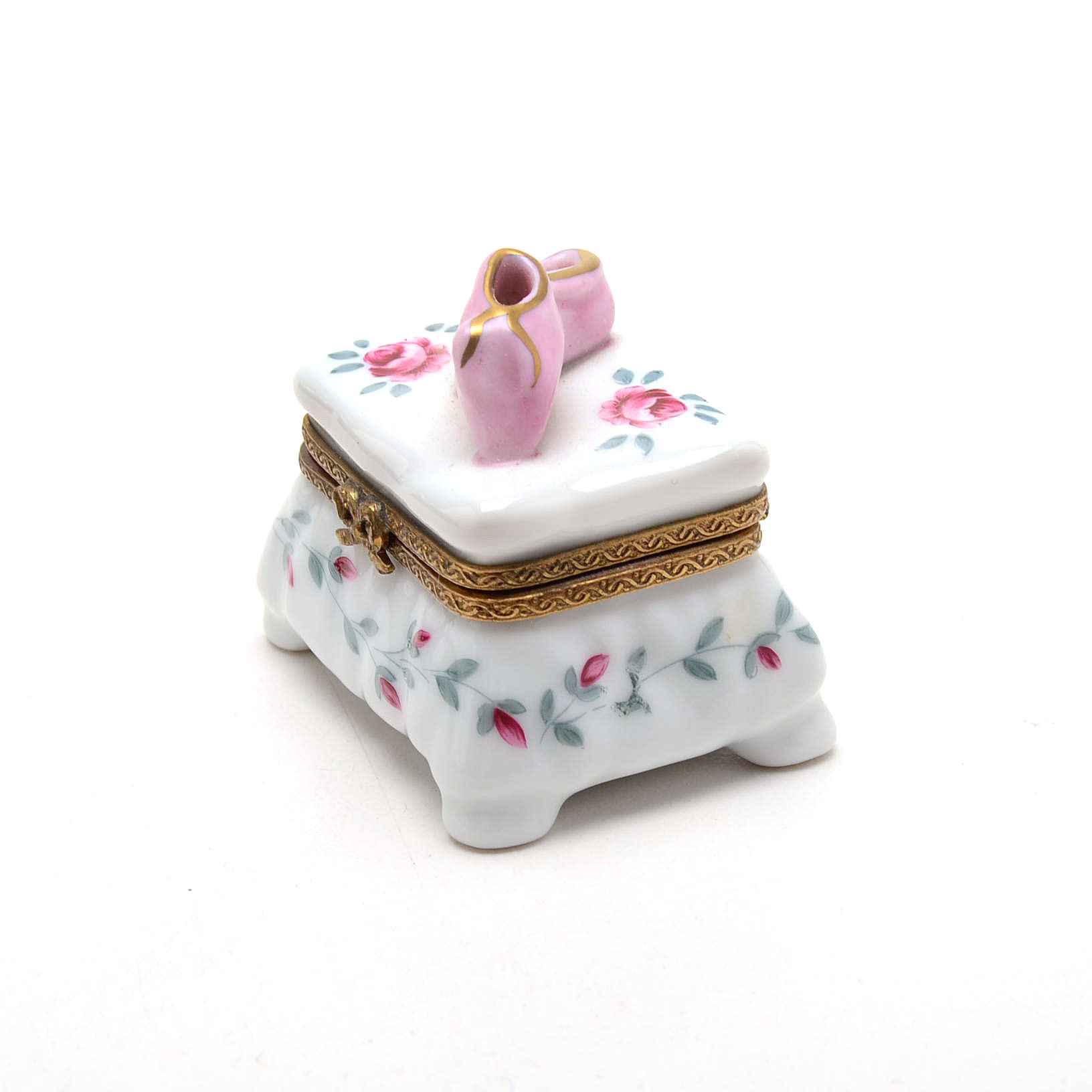 Limoges Porcelain Floral Trinket Boxes