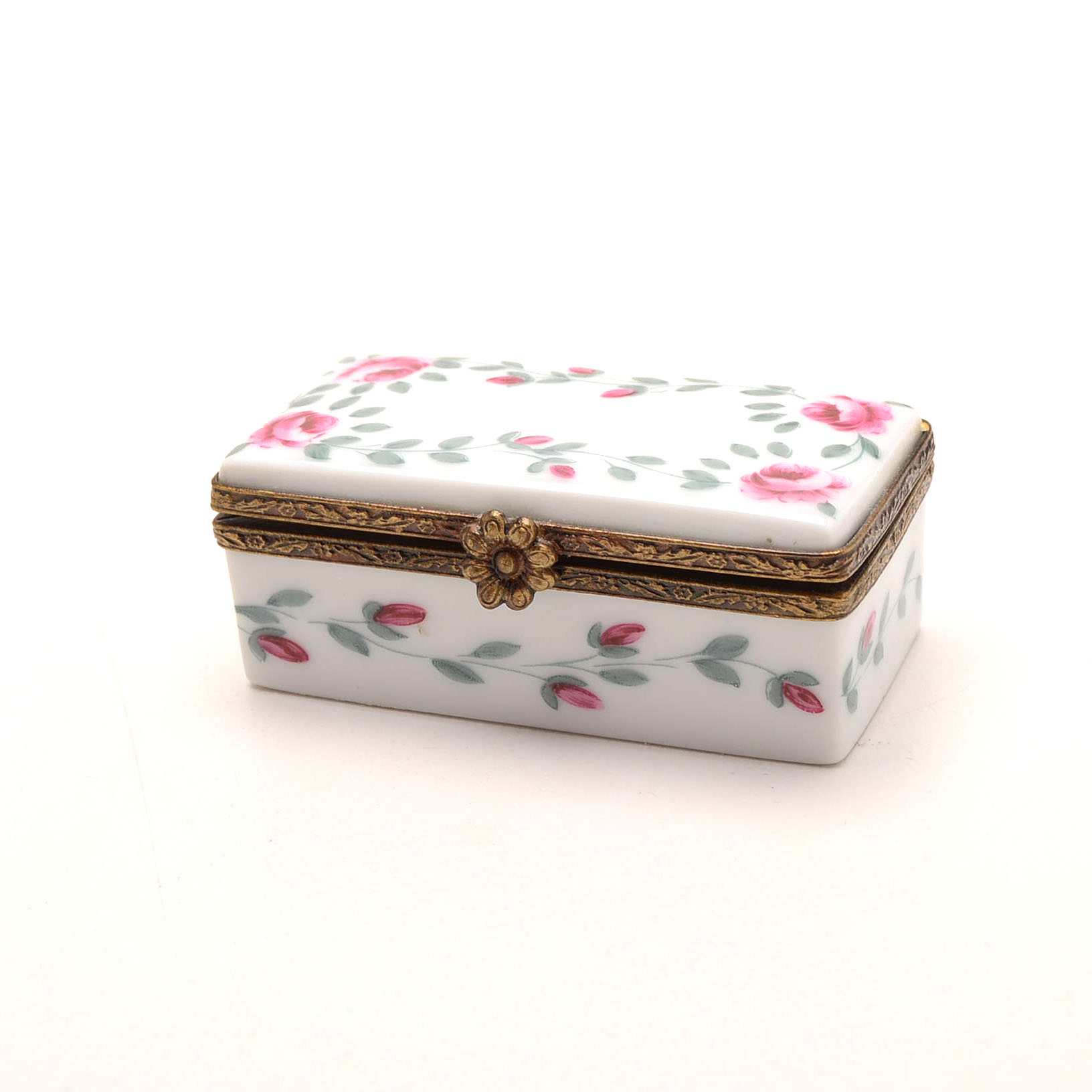 Limoges Porcelain Floral Trinket Boxes