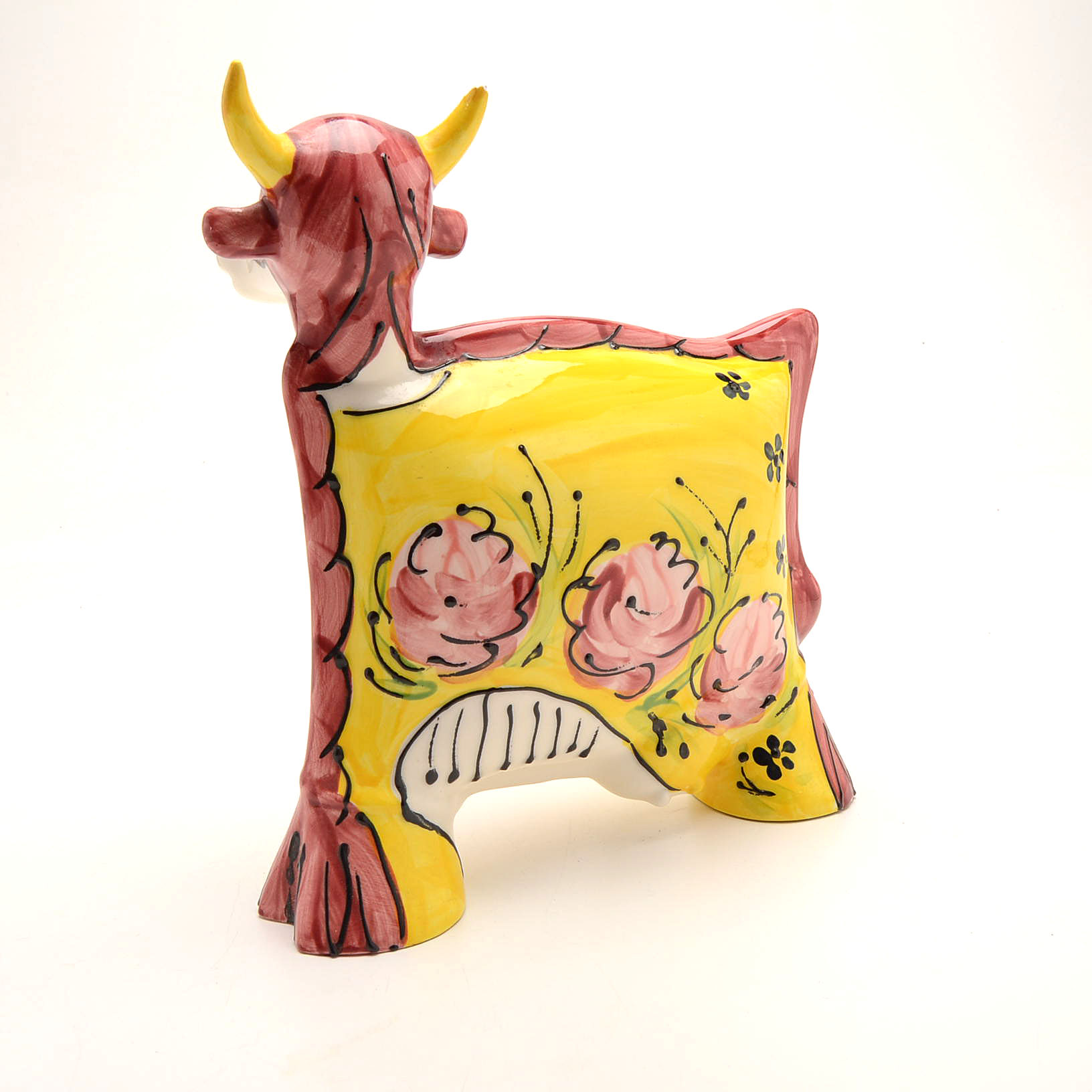 Anatoly Turov Art Pottery Hand Painted Cow Figurine