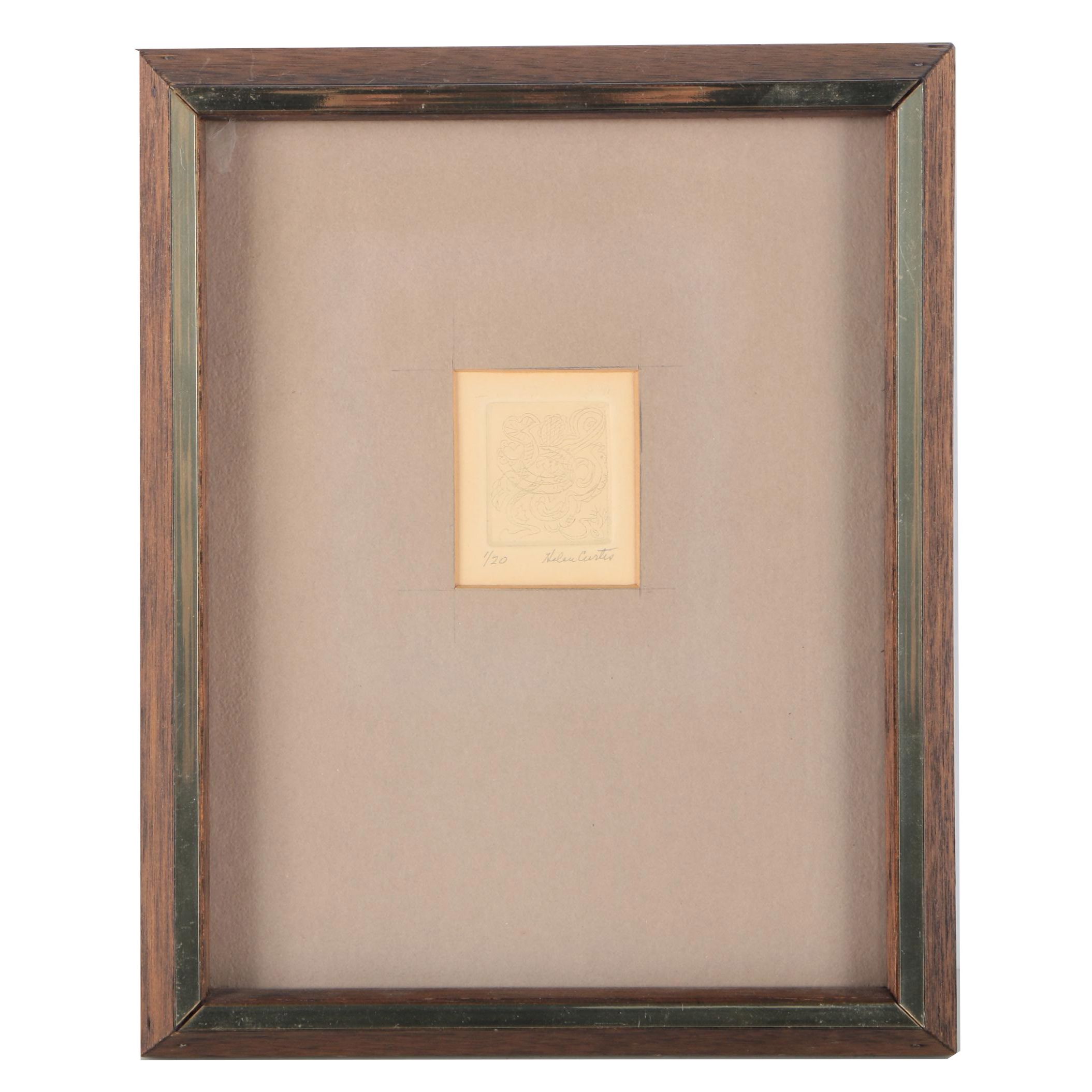 Helen Curtis Limited Edition Miniature Etching "Dance of Spring"