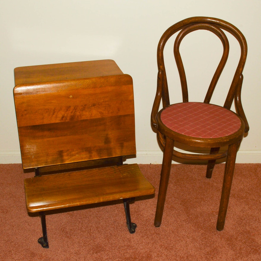 Vintage Student's Desk and Bentwood Chair