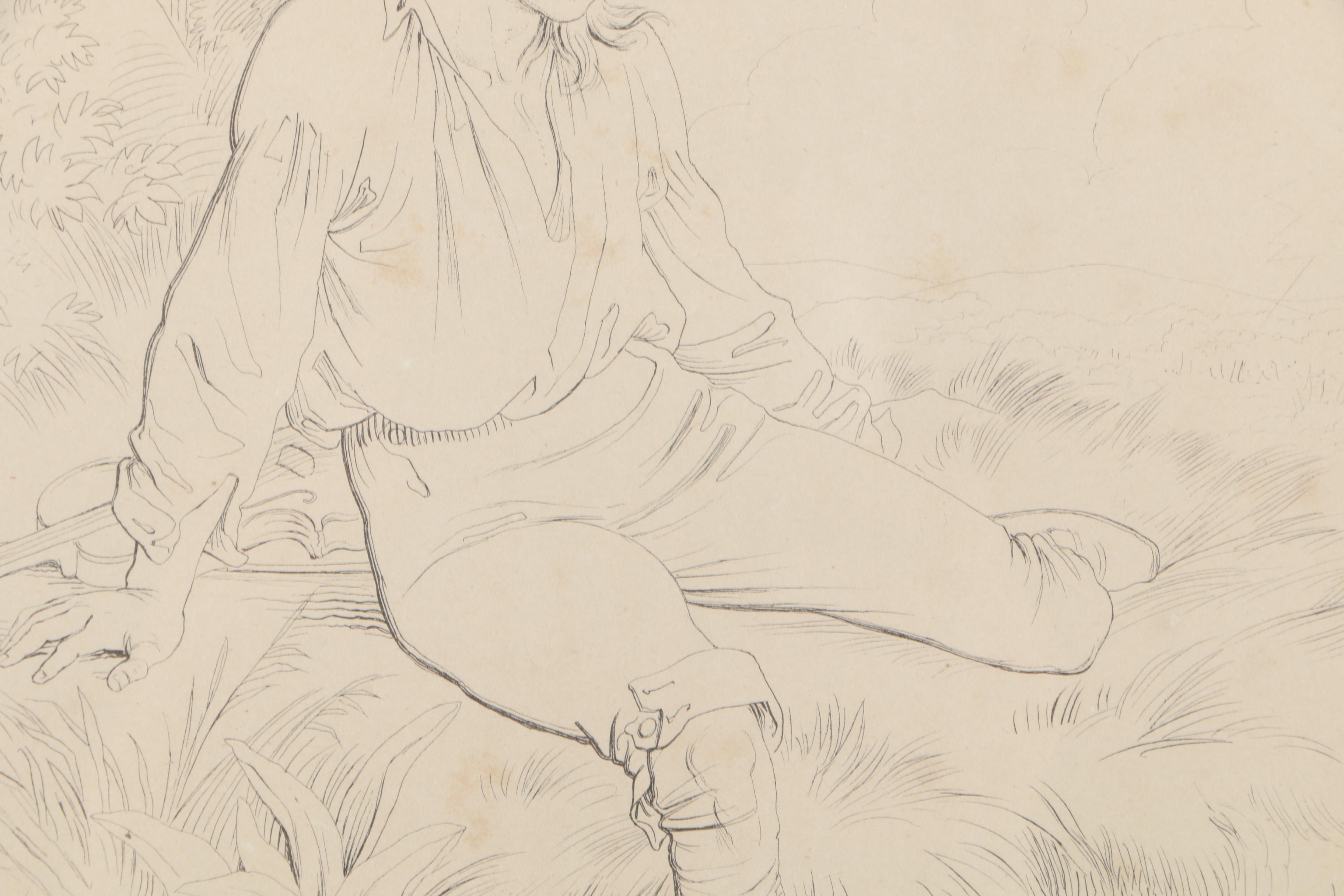 Pair of Framed Antique Lithographs After Drawings by Felix Octavius Carr Darley