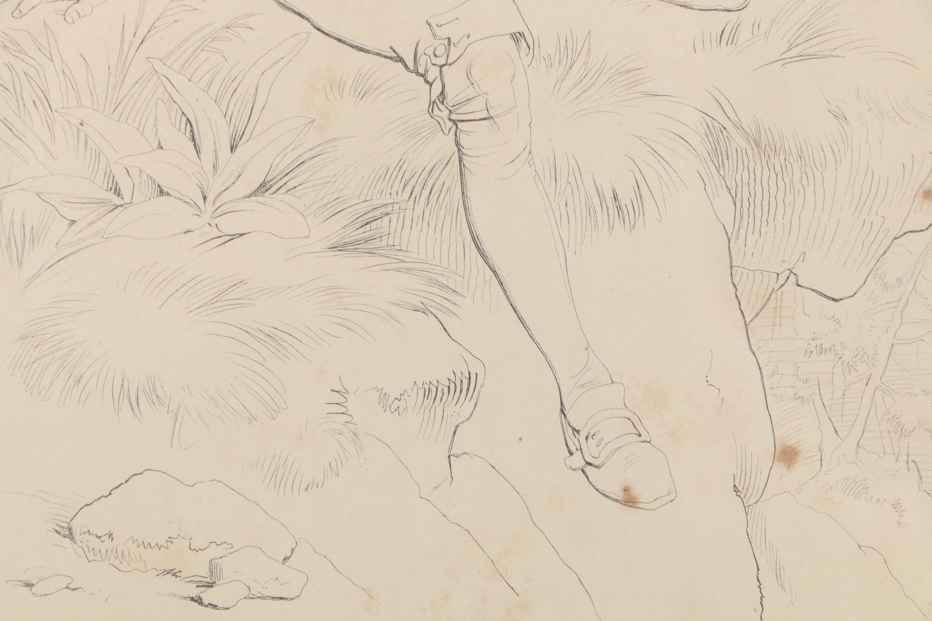 Pair of Framed Antique Lithographs After Drawings by Felix Octavius Carr Darley