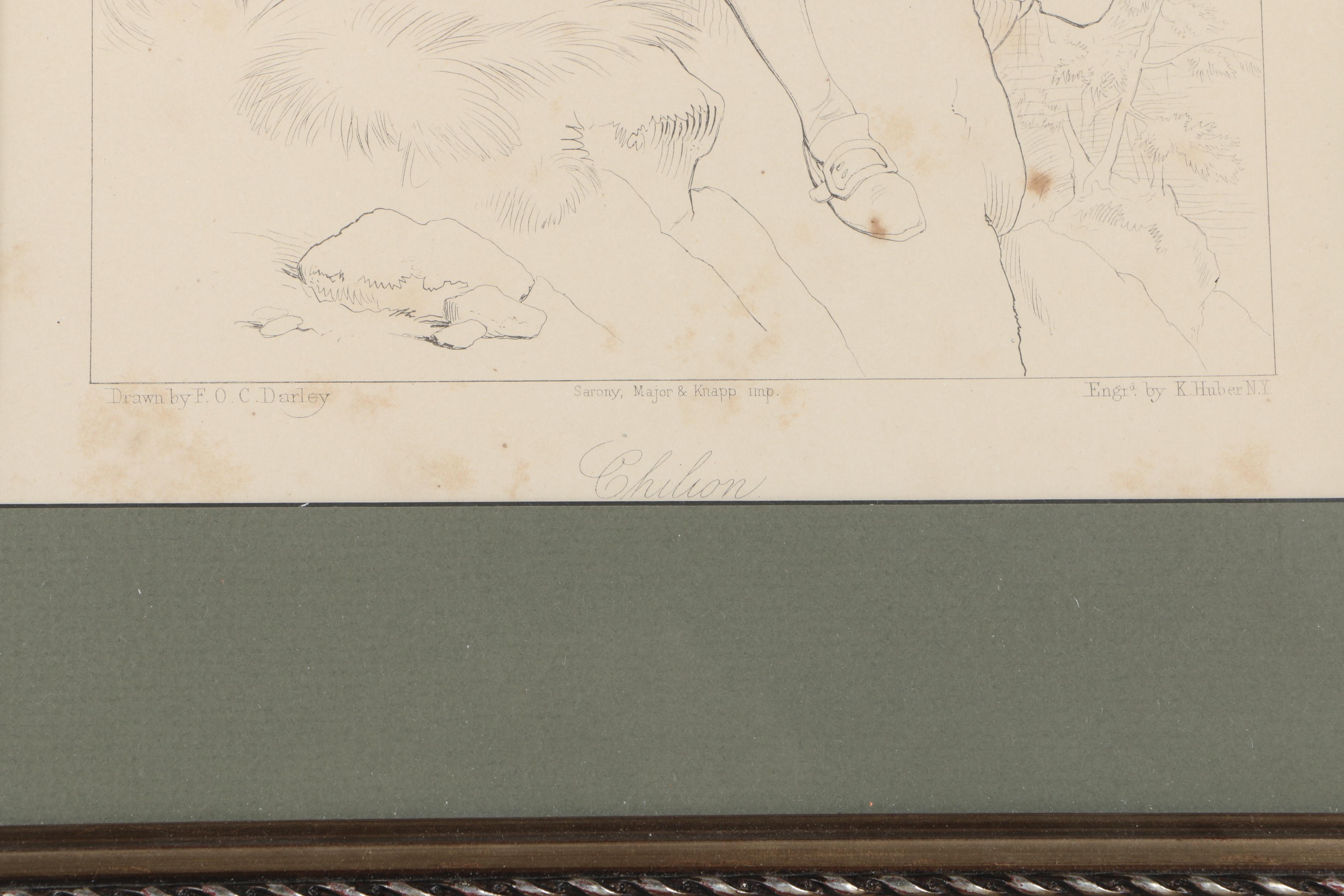 Pair of Framed Antique Lithographs After Drawings by Felix Octavius Carr Darley