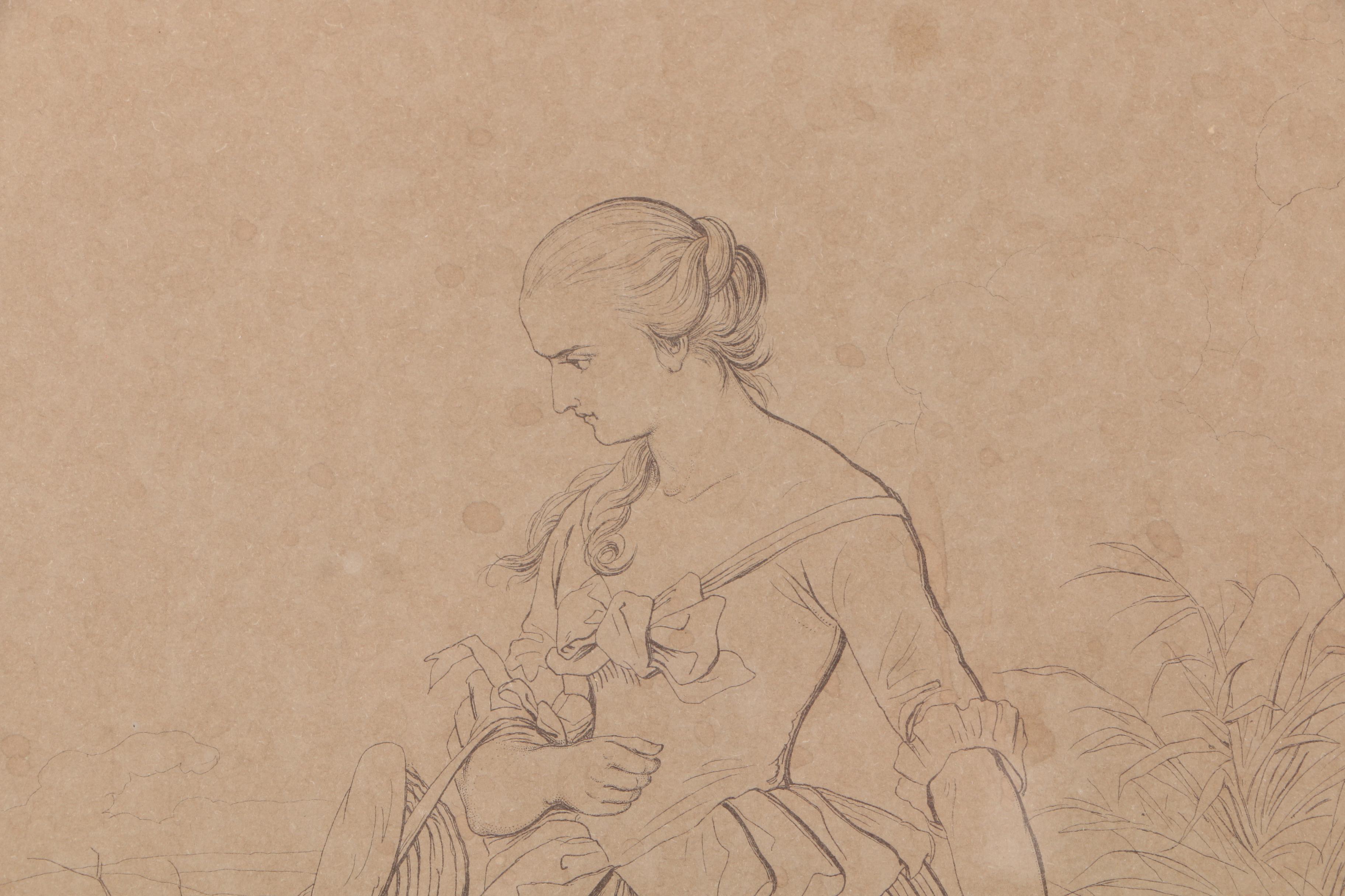 Pair of Framed Antique Lithographs After Drawings by Felix Octavius Carr Darley