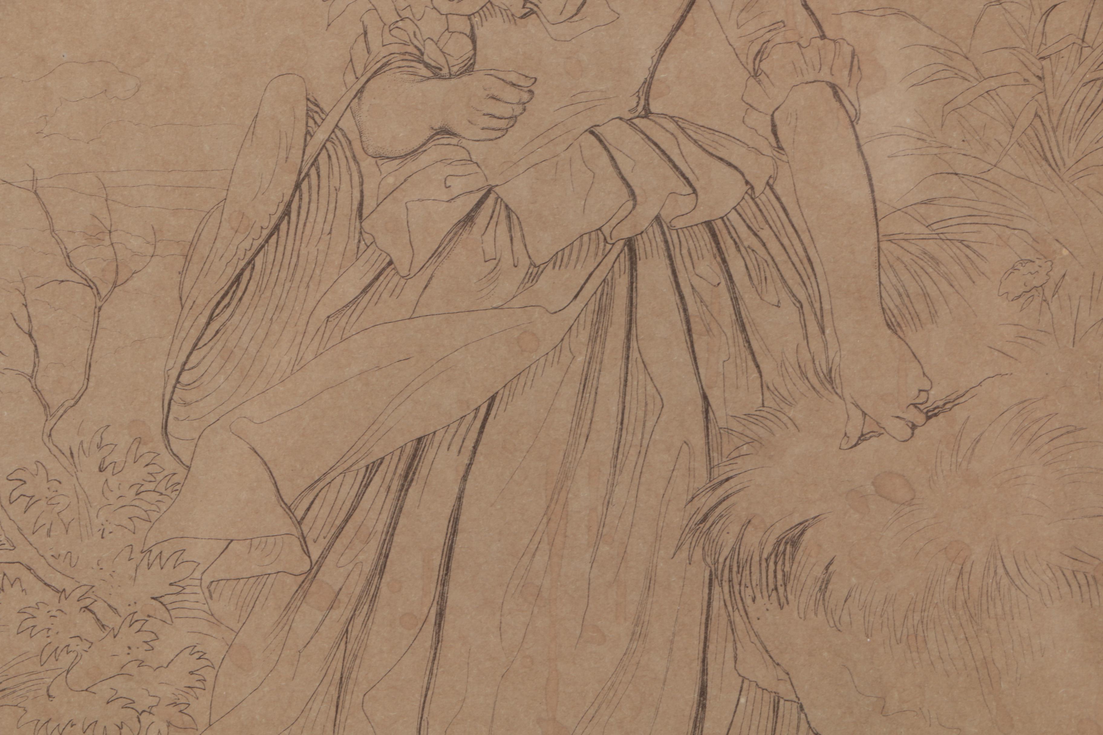 Pair of Framed Antique Lithographs After Drawings by Felix Octavius Carr Darley