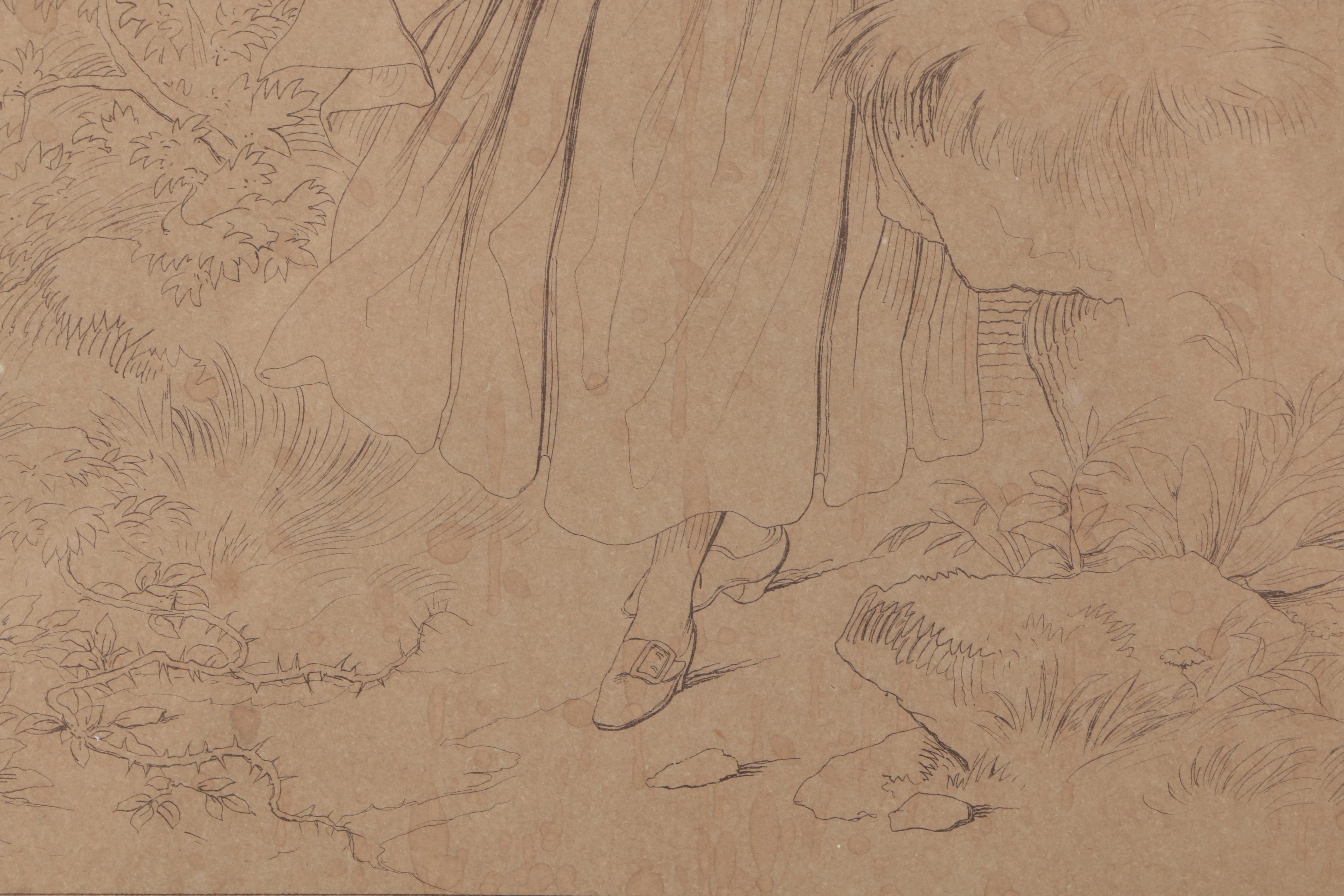 Pair of Framed Antique Lithographs After Drawings by Felix Octavius Carr Darley