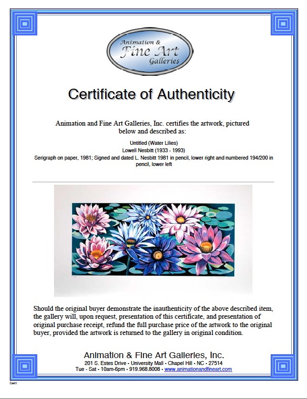 Lowell Nesbitt 1981 Signed Limited Edition Serigraph "Water Lilies"