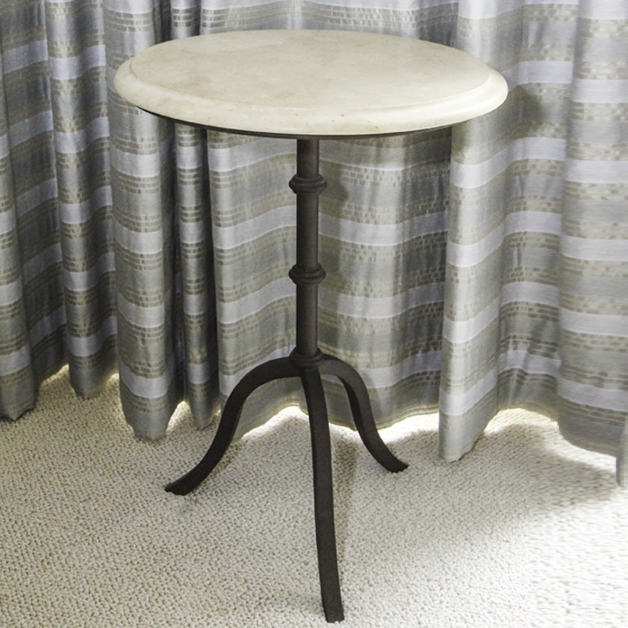 Marble Top Wrought Iron Side Table