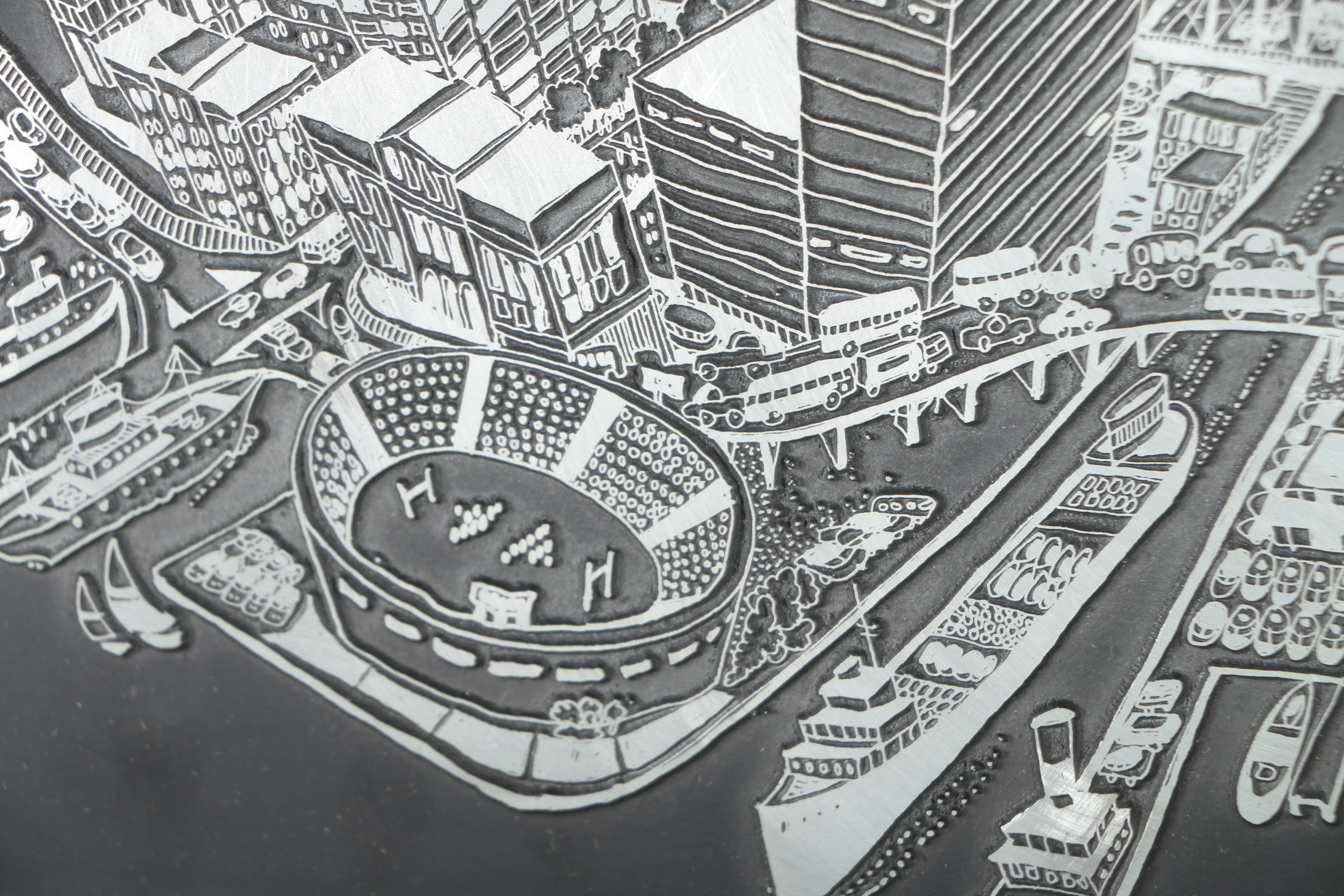 Roger Coast Etched Zinc Engraving "Cleveland '78"