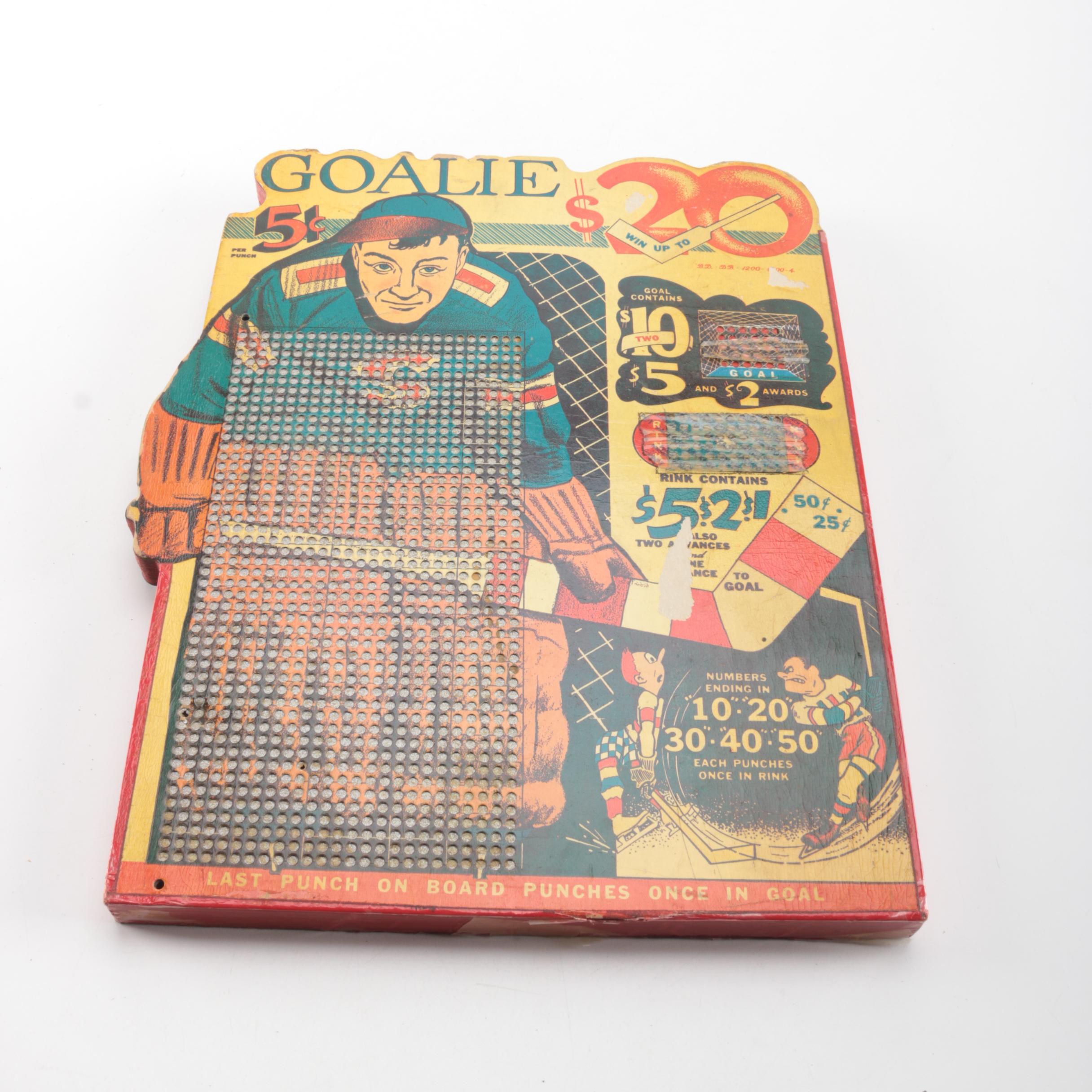 "Goalie Punch" Hockey Themed Punch Board Game