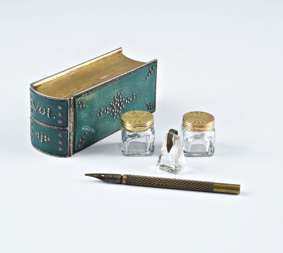 18th c. French Shagreen Traveling Writing Necessaire in Book Form