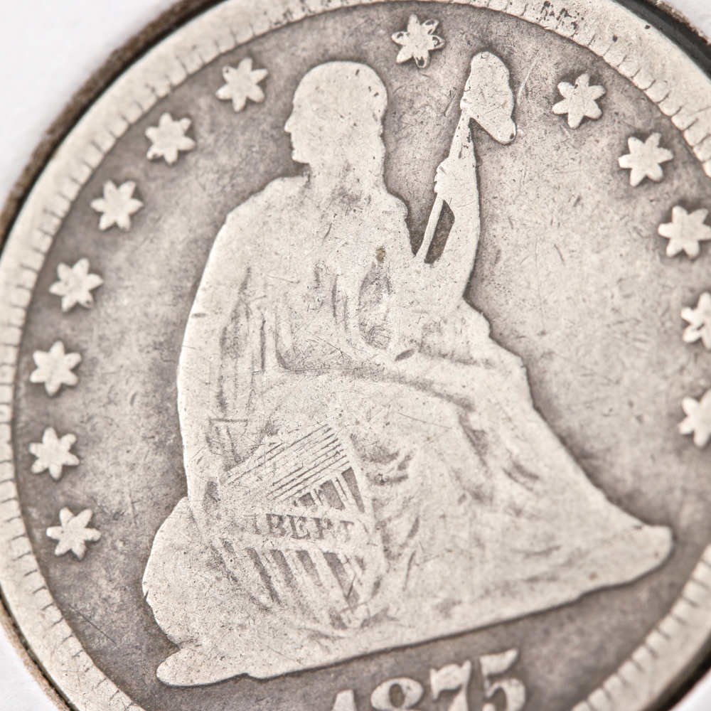 1875 Liberty Seated Quarter