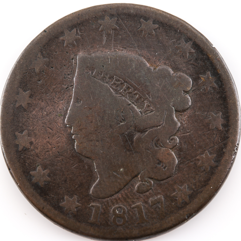 1817 Coronet Hair Cent