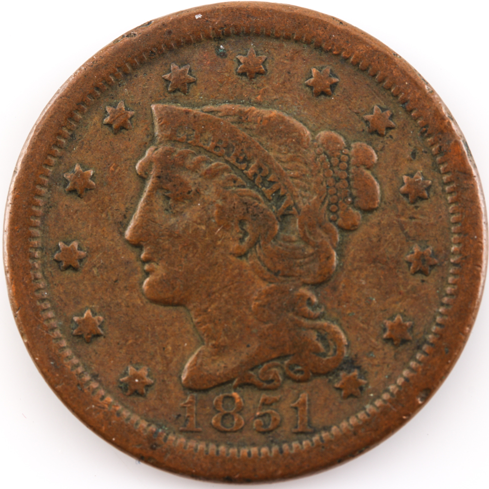 1851 Braided Hair Cent