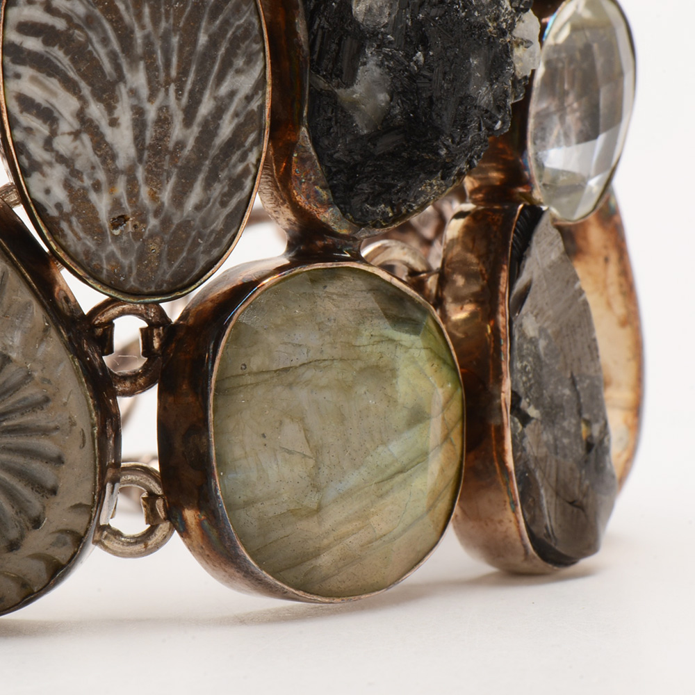 Sterling Multi-Stone Statement Bracelet