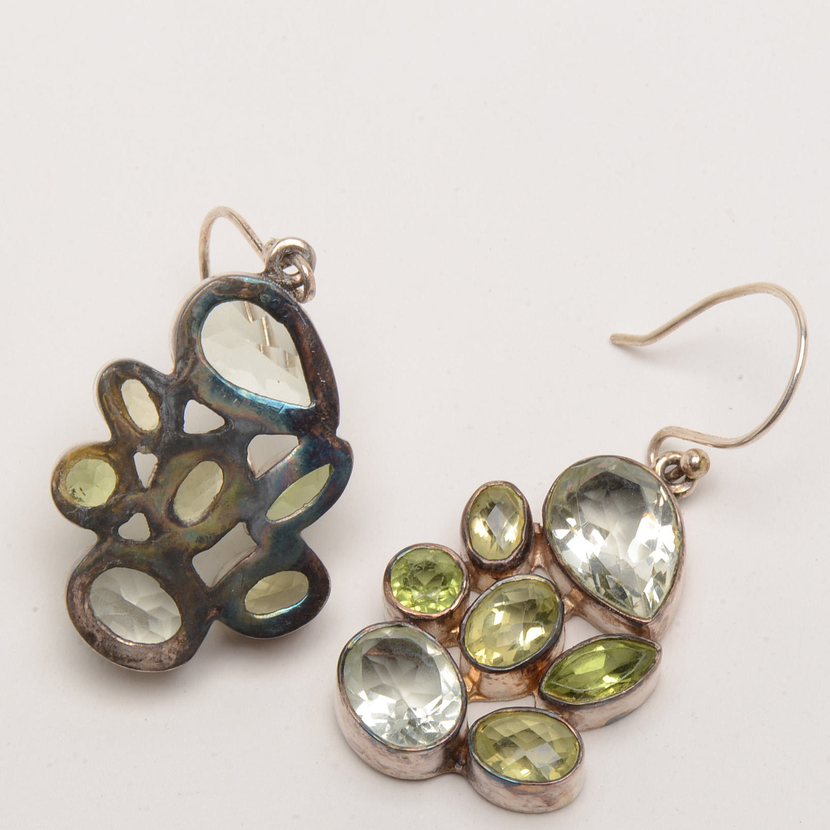 Sterling Earrings and Pendant Featuring Peridot and Aqua