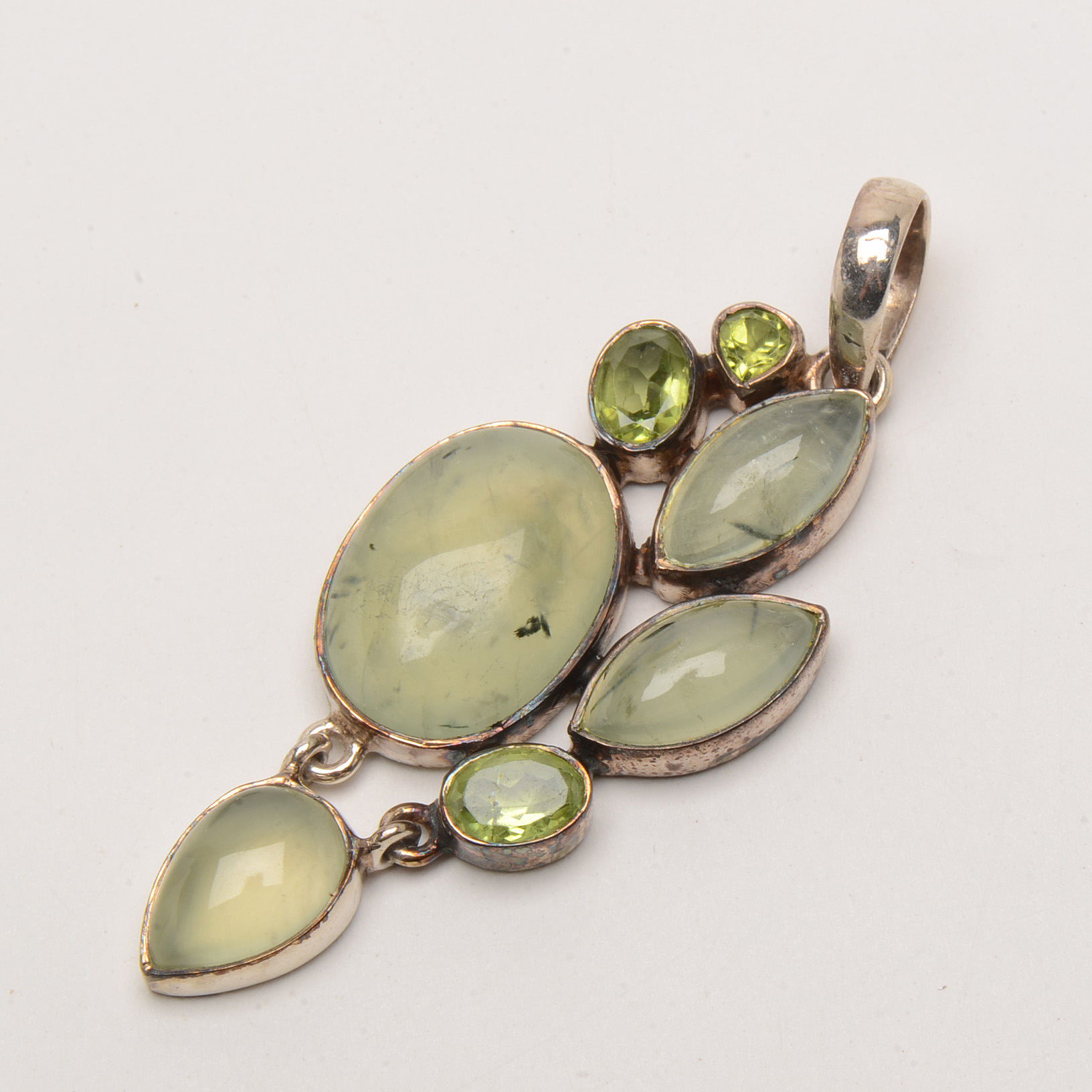 Sterling Earrings and Pendant Featuring Peridot and Aqua