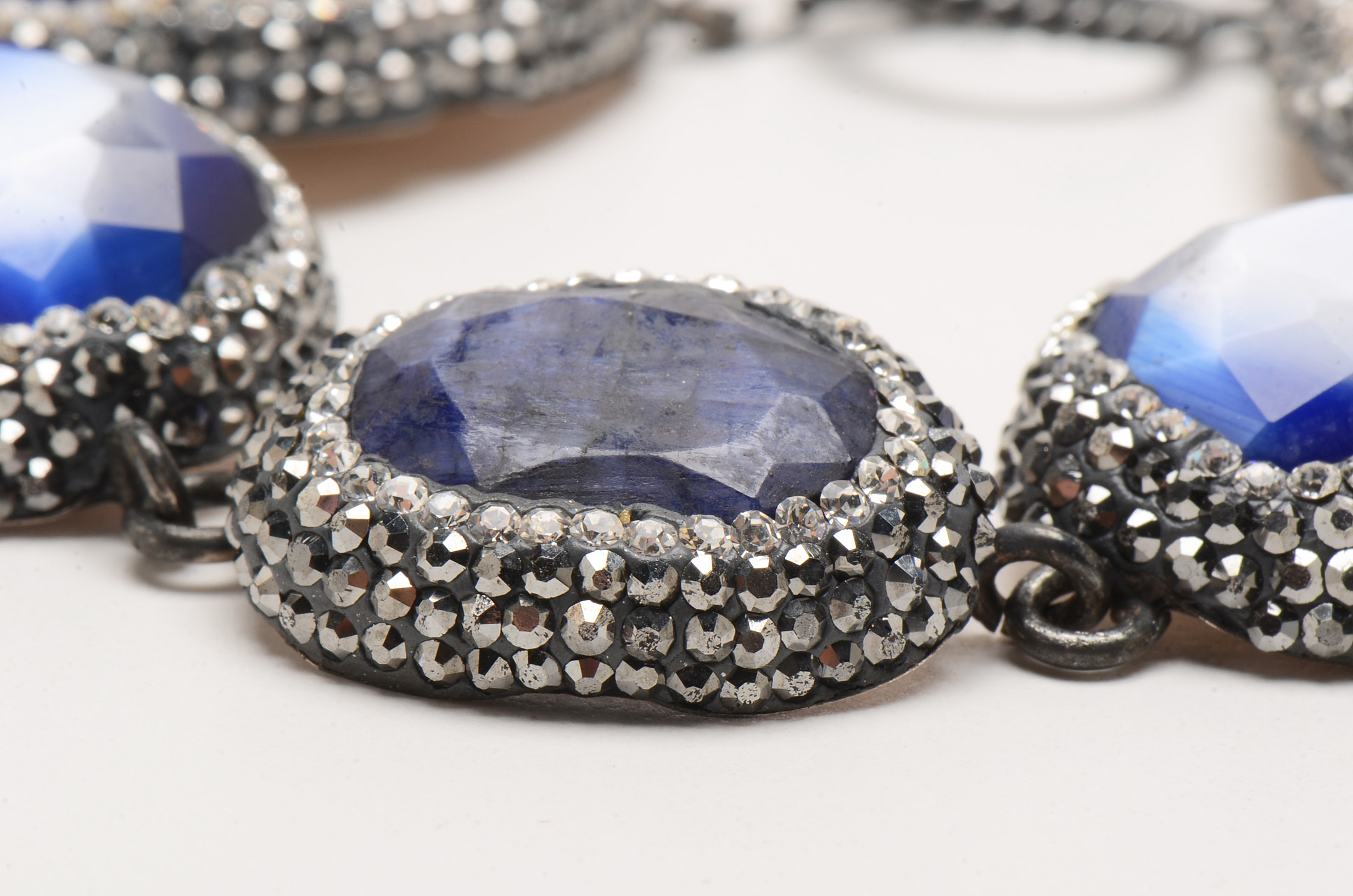 Sterling Fashion Bracelet with Kyanite and Cat's Eye Glass