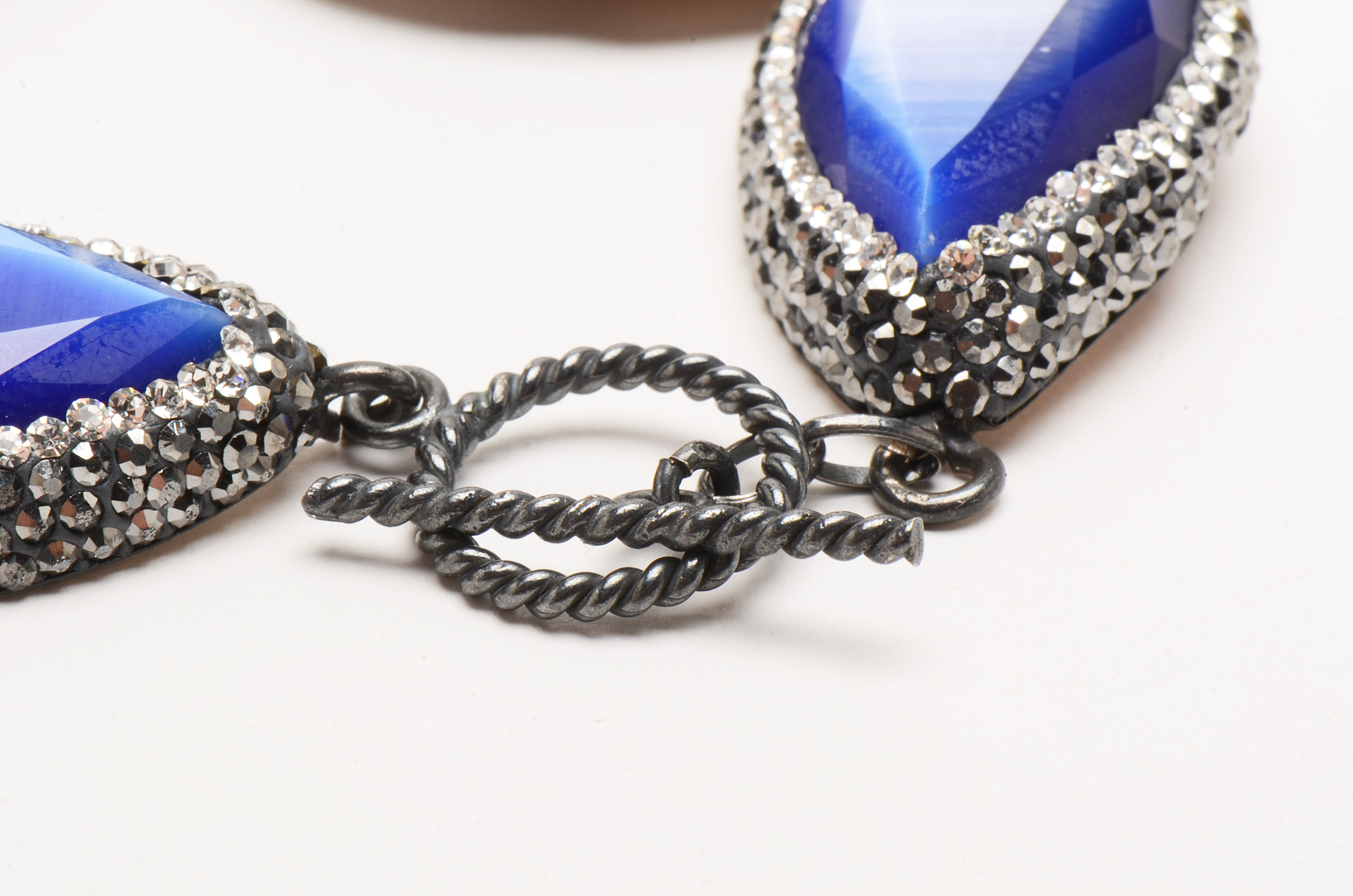 Sterling Fashion Bracelet with Kyanite and Cat's Eye Glass