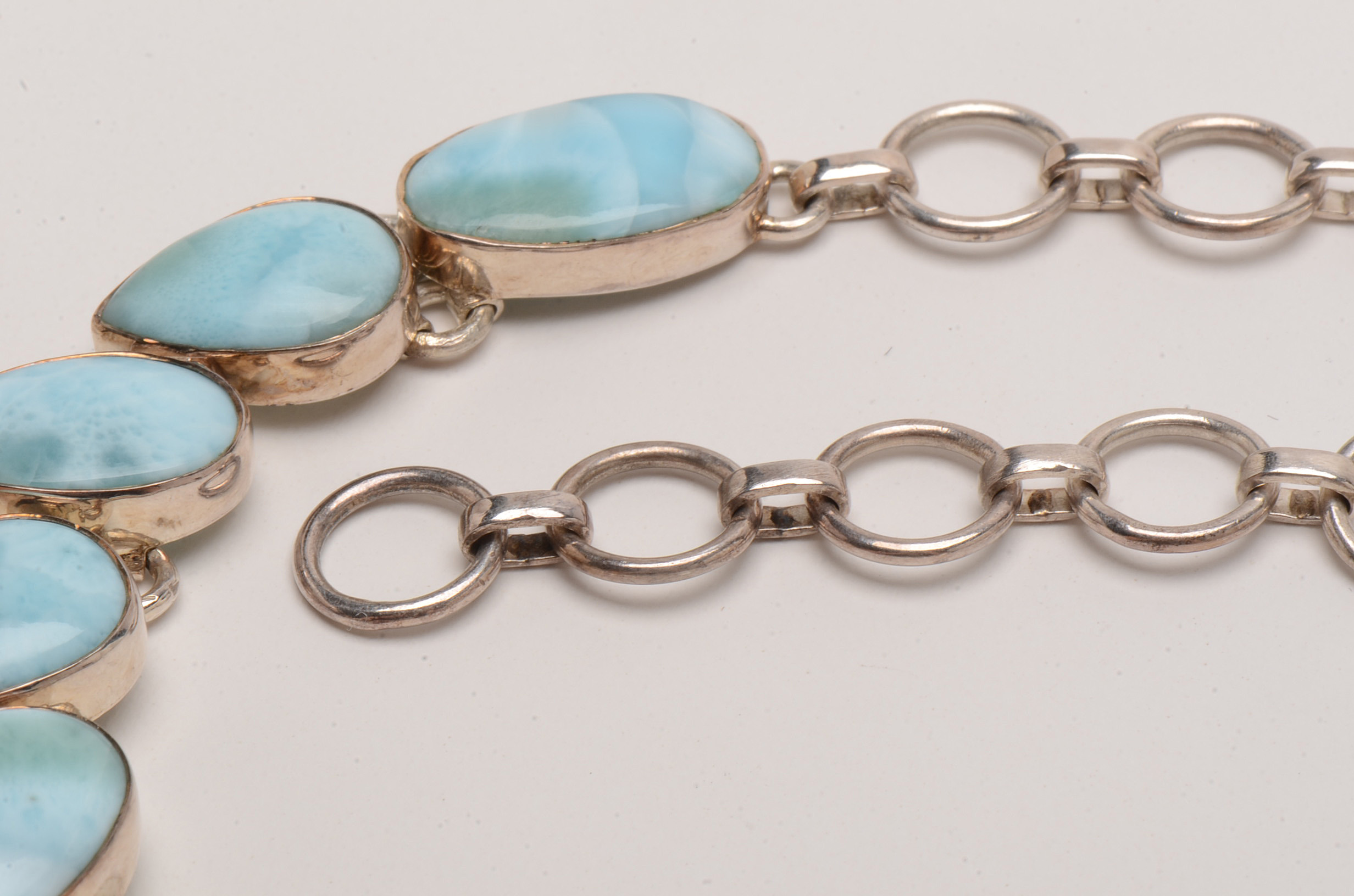 Sterling Larimar Mixed Cabochon Statement Necklace