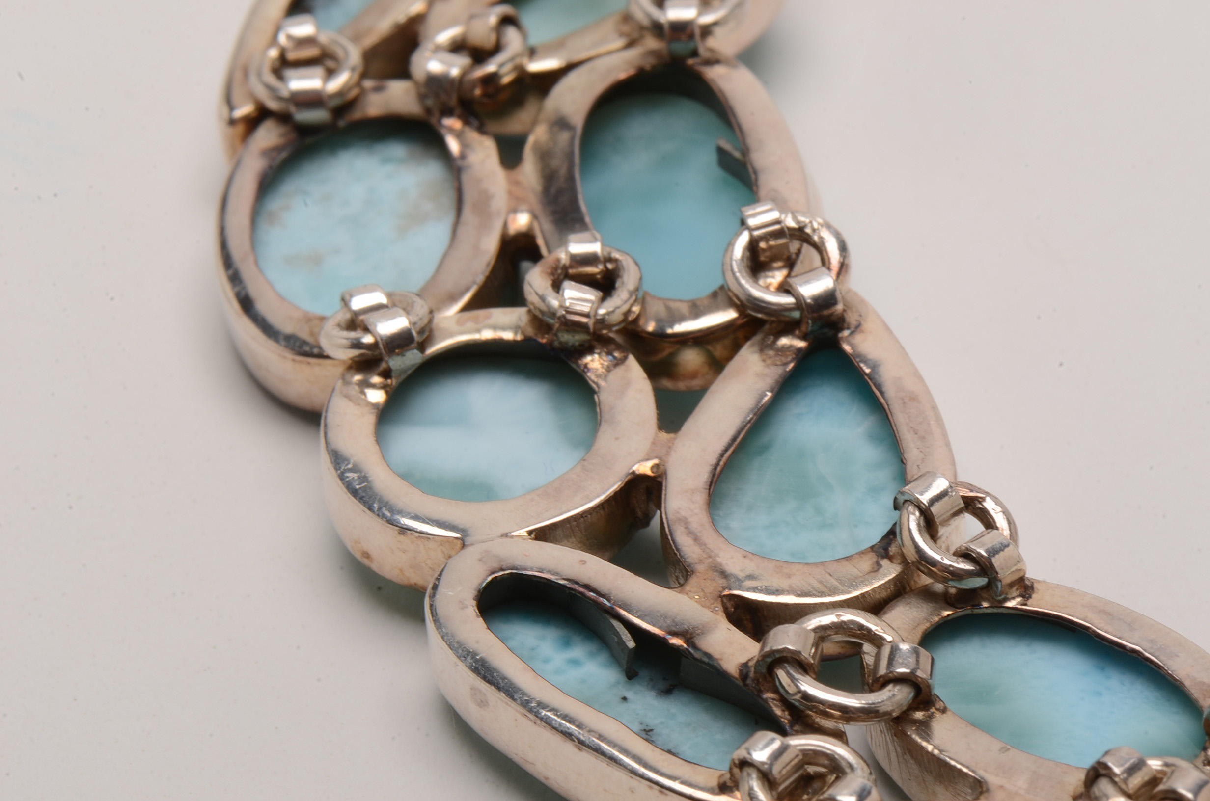 Sterling Larimar Mixed Cabochon Statement Necklace