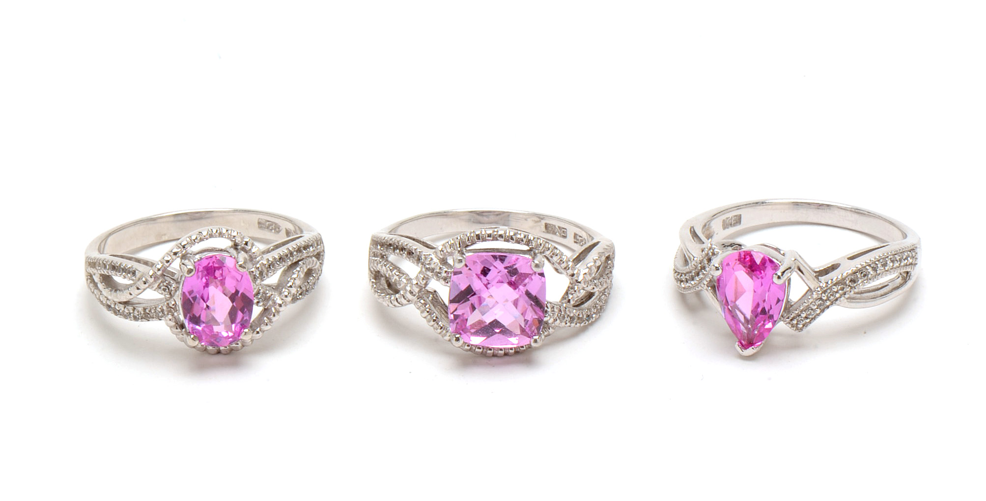 Five Contemporary Sterling Synthetic Sapphire Rings