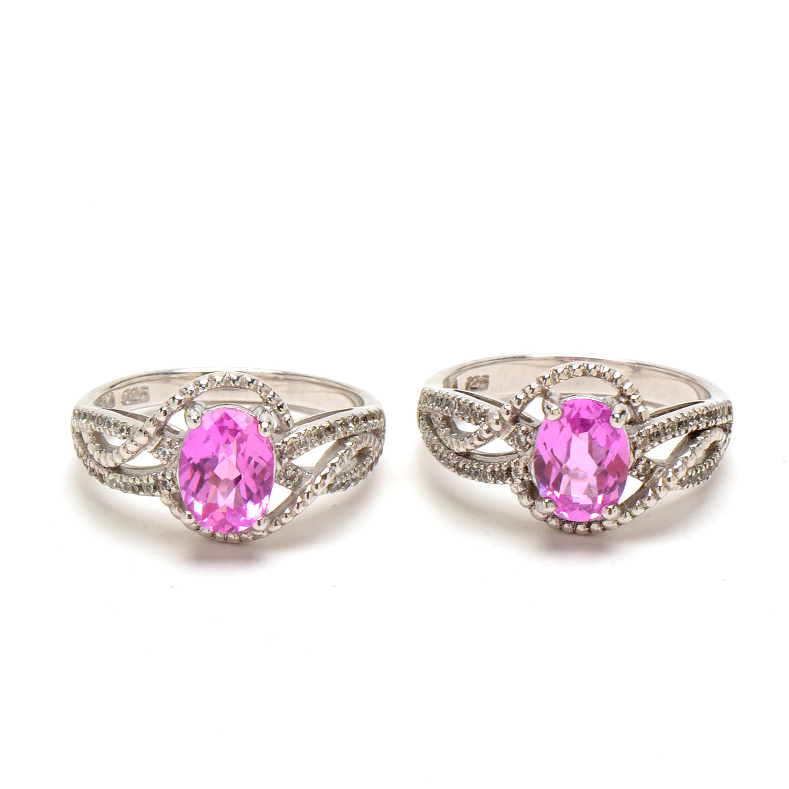 Five Contemporary Sterling Synthetic Sapphire Rings