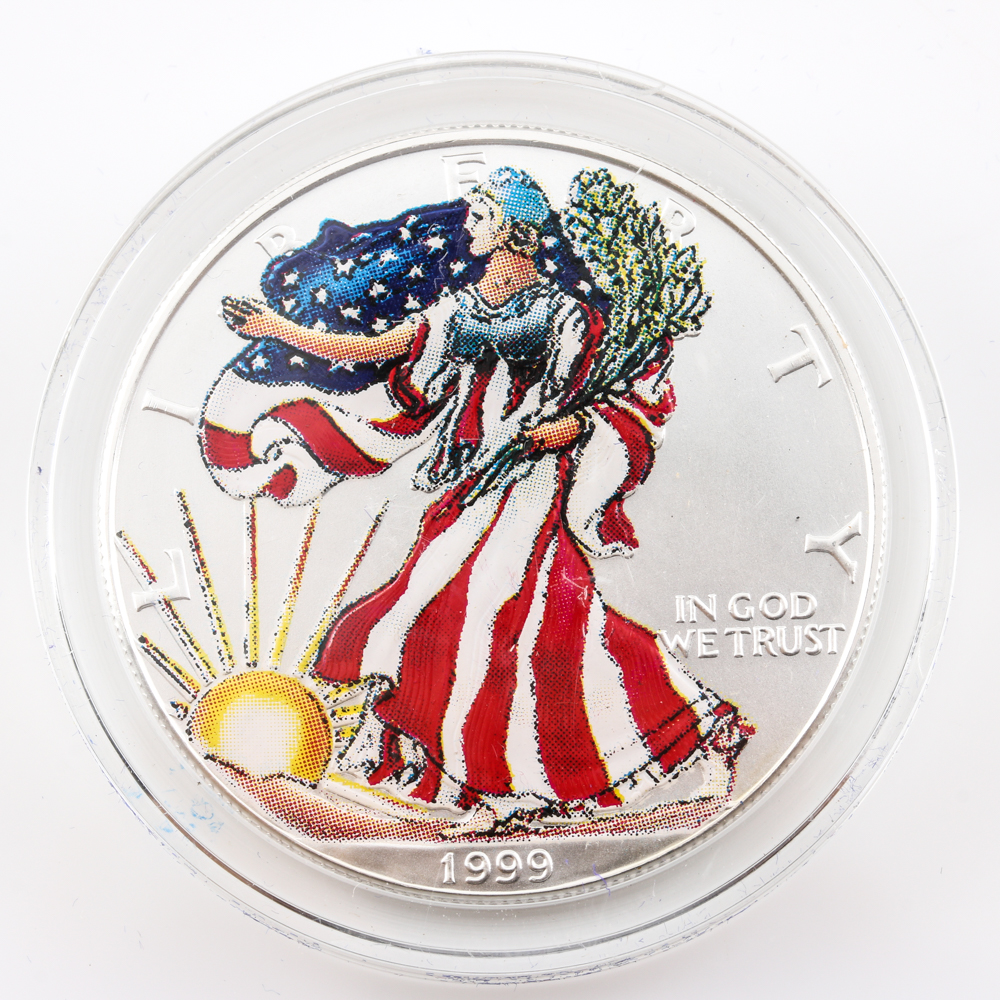 1999 Colored Uncirculated Silver Eagle Dollar