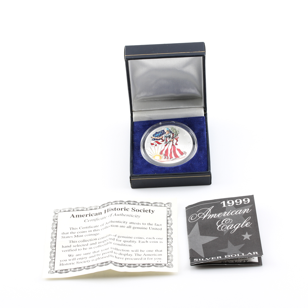 1999 Colored Uncirculated Silver Eagle Dollar