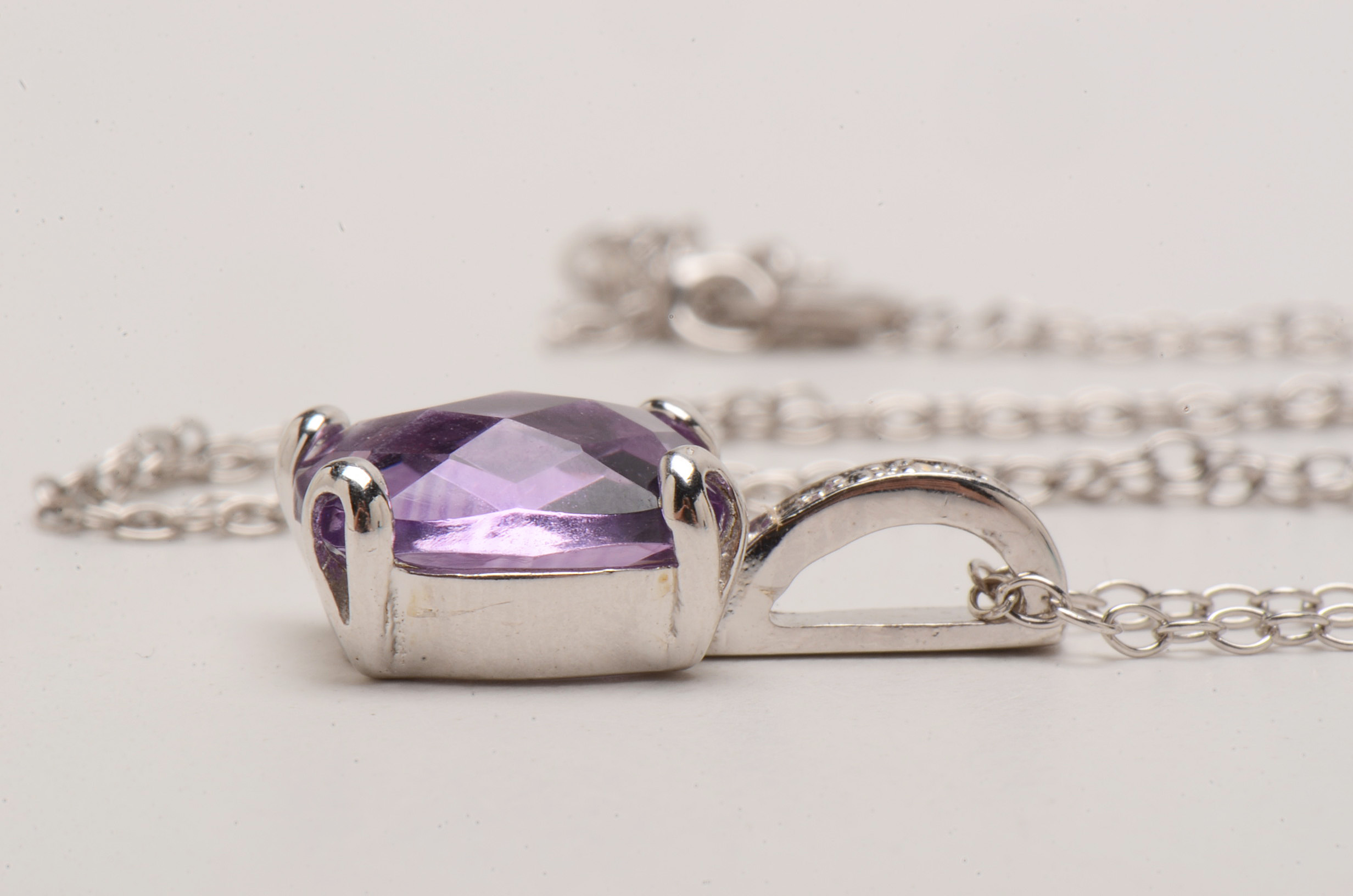 Sterling Silver Amethyst Pendant Necklace