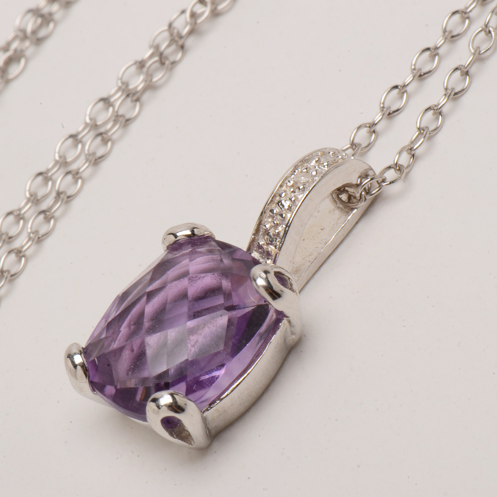 Sterling Silver Amethyst Pendant Necklace