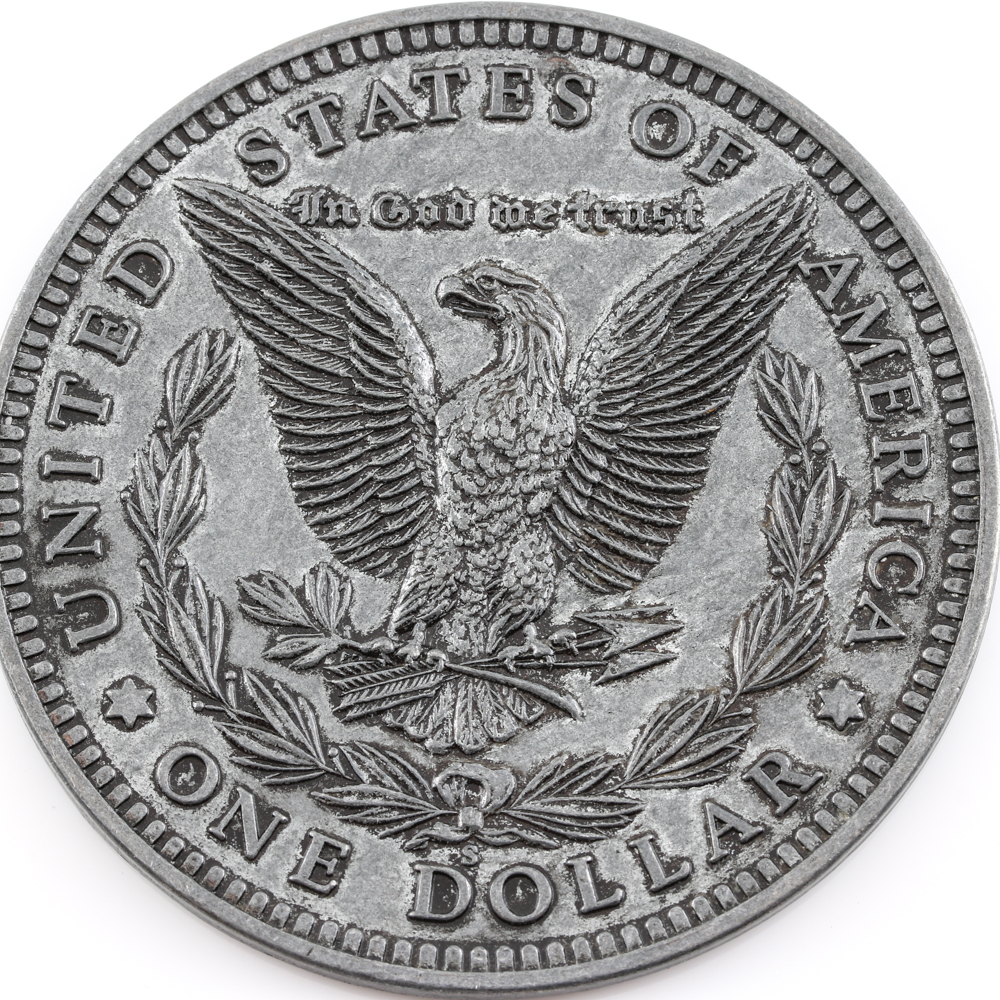 Reproduction Oversized 1877 Indian Head Cent and 1884-S Morgan Dollar With Leather Pouch